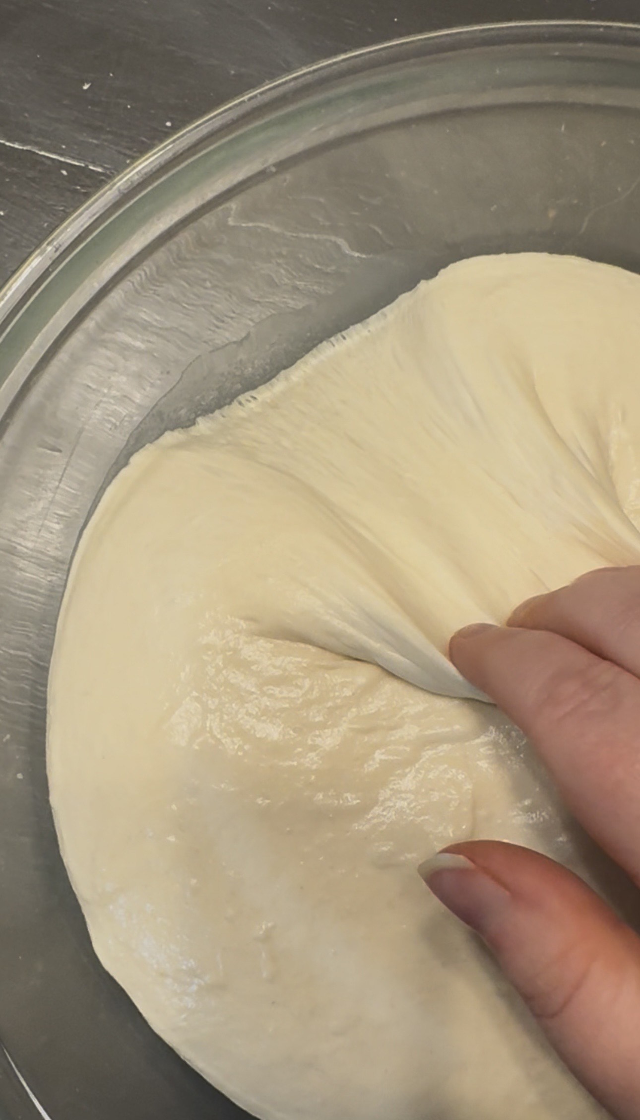 Dough ready to peel