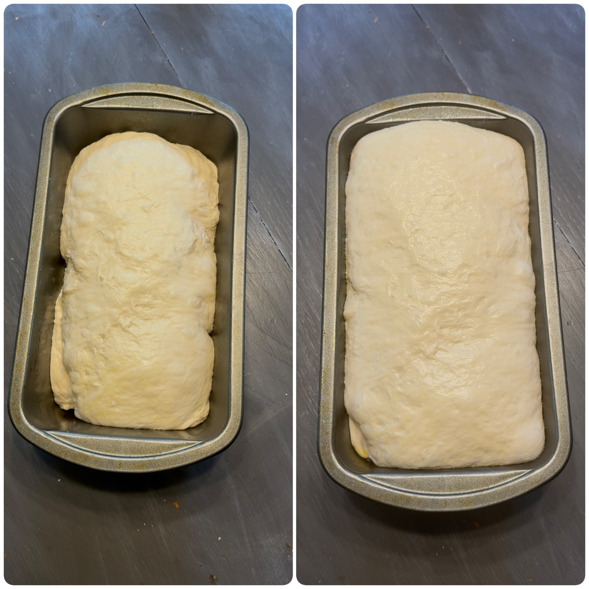 Dough proofing in pan